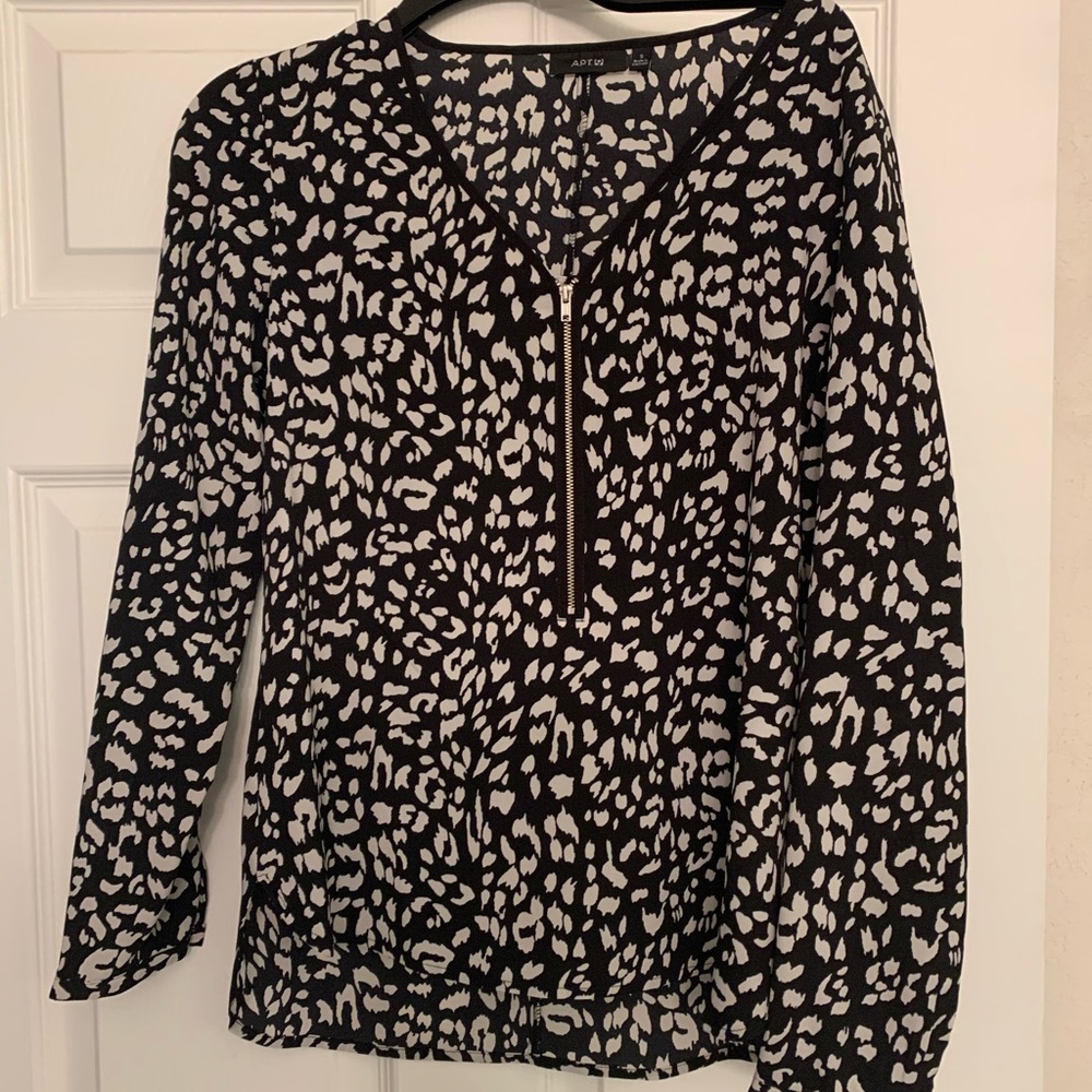Leopard Zipper Long Sleeve Shirt